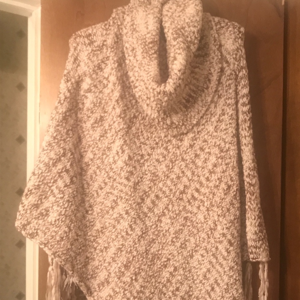 Cream and beige Poncho
